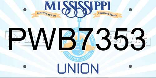 PWB7353 Mississippi License Plate