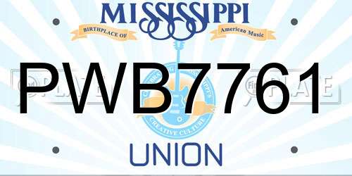PWB7761 Mississippi License Plate