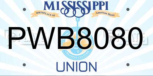 PWB8080 Mississippi License Plate