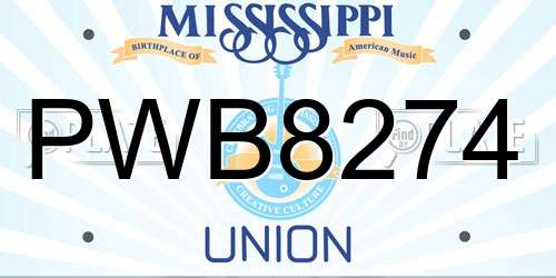 PWB8274 Mississippi License Plate