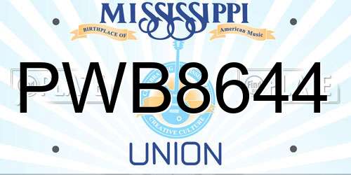 PWB8644 Mississippi License Plate