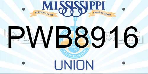 PWB8916 Mississippi License Plate
