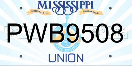 PWB9508 Mississippi License Plate