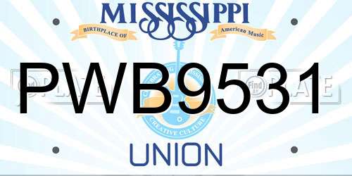 PWB9531 Mississippi License Plate