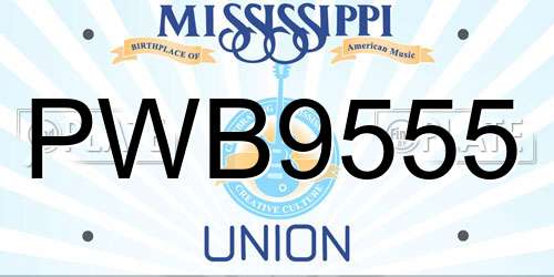 PWB9555 Mississippi License Plate