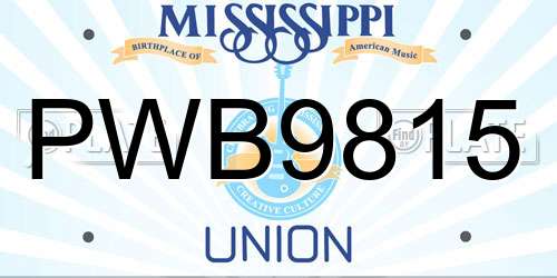 PWB9815 Mississippi License Plate