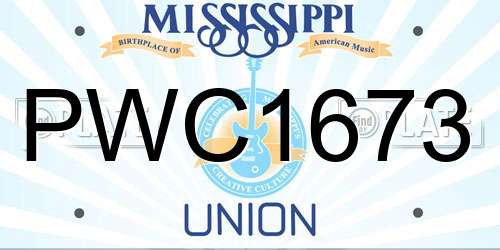 PWC1673 Mississippi License Plate