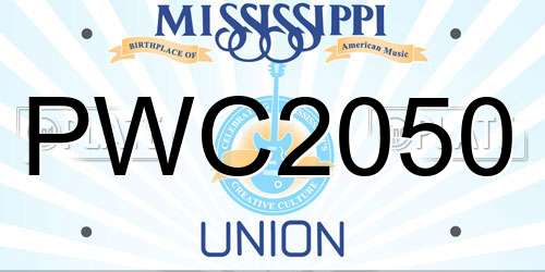 PWC2050 Mississippi License Plate