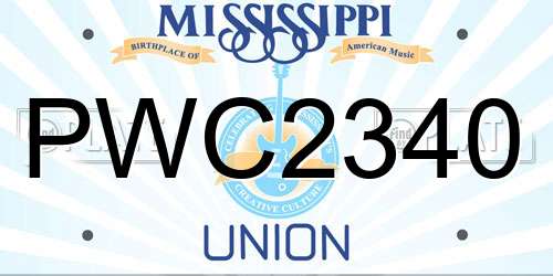 PWC2340 Mississippi License Plate