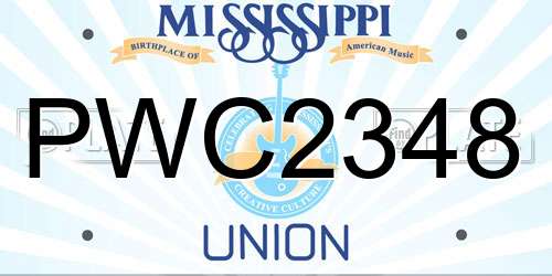 PWC2348 Mississippi License Plate