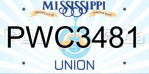 PWC3481 Mississippi License Plate