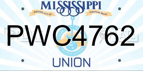 PWC4762 Mississippi License Plate