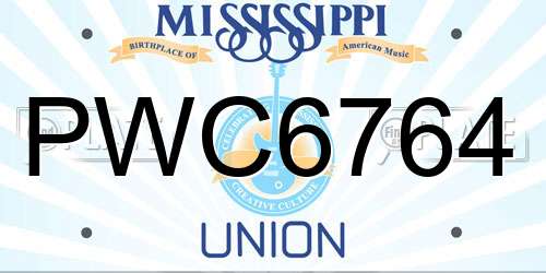 PWC6764 Mississippi License Plate