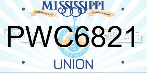 PWC6821 Mississippi License Plate