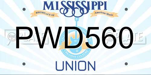 PWD560 Mississippi License Plate