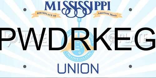 PWDRKEG Mississippi License Plate