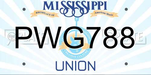 PWG788 Mississippi License Plate