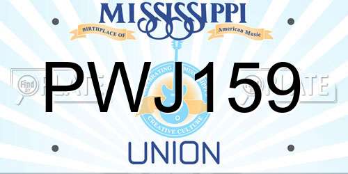 PWJ159 Mississippi License Plate