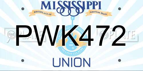 PWK472 Mississippi License Plate