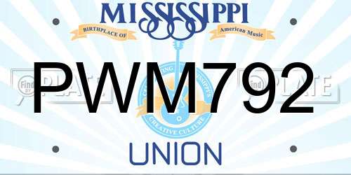 PWM792 Mississippi License Plate