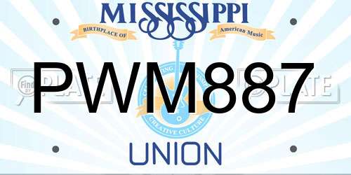 PWM887 Mississippi License Plate