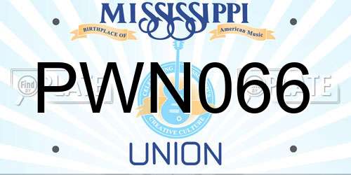 PWN066 Mississippi License Plate