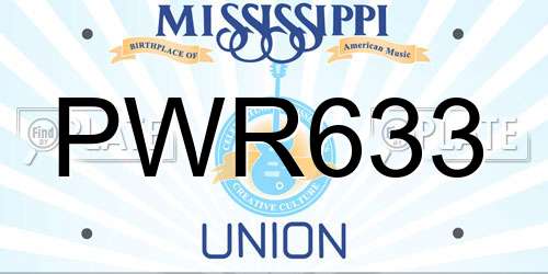 PWR633 Mississippi License Plate