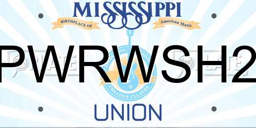 PWRWSH2 Mississippi License Plate