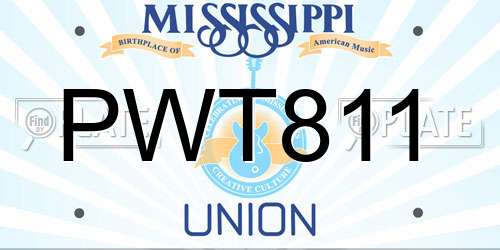PWT811 Mississippi License Plate
