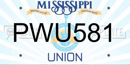 PWU581 Mississippi License Plate