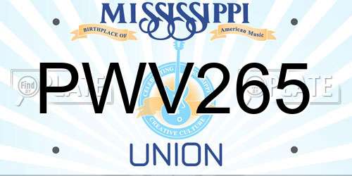PWV265 Mississippi License Plate