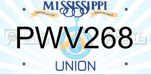 PWV268 Mississippi License Plate