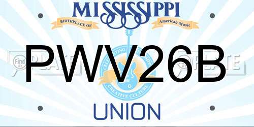 PWV26B Mississippi License Plate