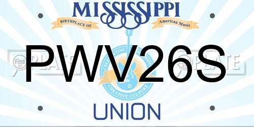 PWV26S Mississippi License Plate