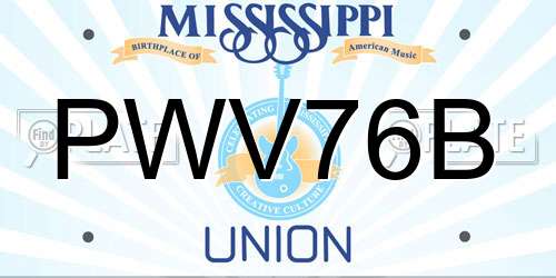 PWV76B Mississippi License Plate