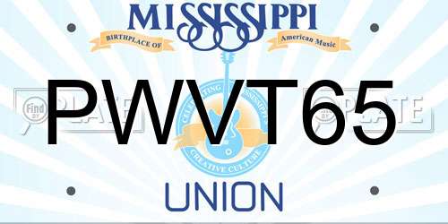 PWVT65 Mississippi License Plate
