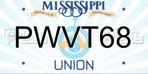 PWVT68 Mississippi License Plate
