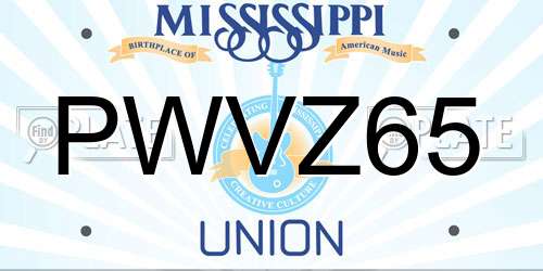 PWVZ65 Mississippi License Plate
