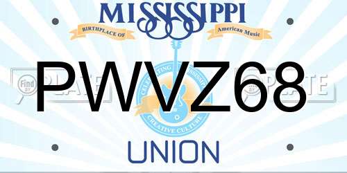 PWVZ68 Mississippi License Plate