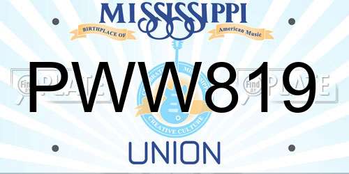 PWW819 Mississippi License Plate