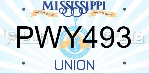 PWY493 Mississippi License Plate