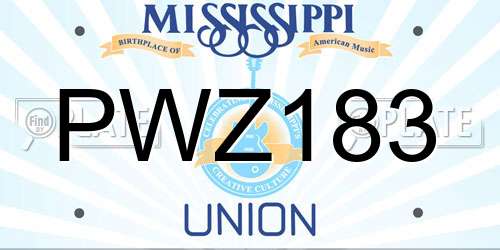 PWZ183 Mississippi License Plate