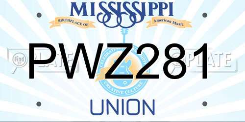 PWZ281 Mississippi License Plate
