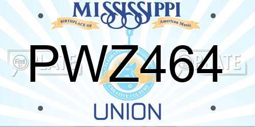 PWZ464 Mississippi License Plate