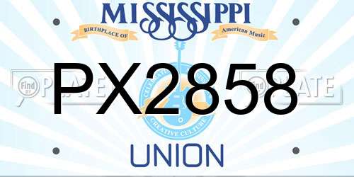 PX2858 Mississippi License Plate