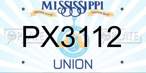 PX3112 Mississippi License Plate