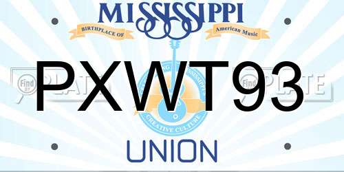 PXWT93 Mississippi License Plate