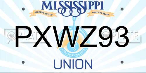PXWZ93 Mississippi License Plate
