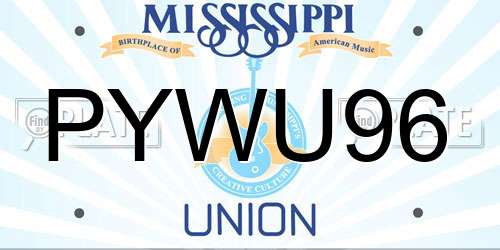 PYWU96 Mississippi License Plate