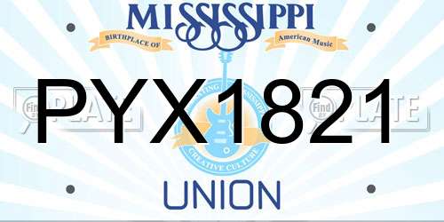 PYX1821 Mississippi License Plate